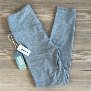 Gray Stretchy Yoga Knit Leggings with Elastic Waistband